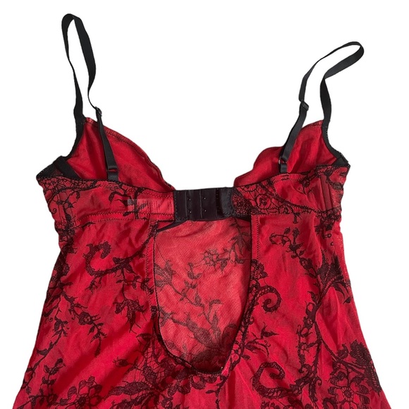 La Senza sheer red and black floral mesh babydoll lingerie - Picture 6 of 10